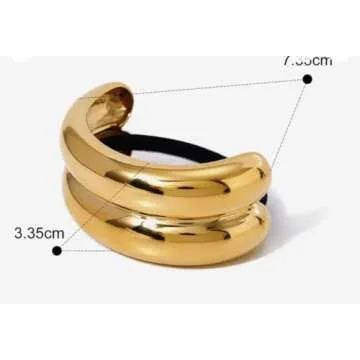 Generic Metal Hair Tie Ponytail Hair Cuff,Fashion Ellipse Elastic Hair Band, Geomatric Hollow Gold Head Wear, Hair Robe Tine,Women Hair Accessories Gift. (Gold)