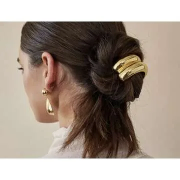 Generic Metal Hair Tie Ponytail Hair Cuff,Fashion Ellipse Elastic Hair Band, Geomatric Hollow Gold Head Wear, Hair Robe Tine,Women Hair Accessories Gift. (Gold)