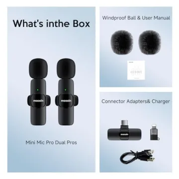 Moooin Wireless Mini Microphone for iPhone and Android