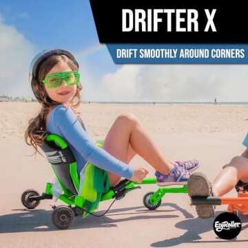 EzyRoller New Drifter-X Ride on Toy for Ages 6 and Older, Up to 150lbs. - Green