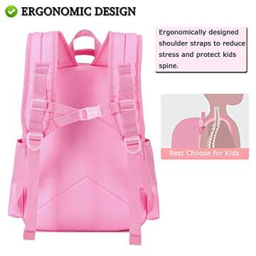 Octsky Unicorn Backpack for Girls, Kids Preschool Backpacks Cute Lightweight With Chest Strap and Lunchbox (Unicorn-Pink)
