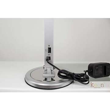 KEEN ESSENTIALS LED Office Lamp with USB Charging Port Bright Desk Light 18 Volts 50/60 HZ 100-240 VAC UL US Listed Reading Lamp Slimline Daylight