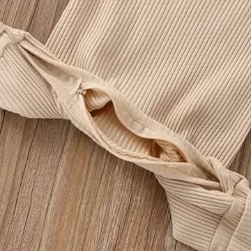 Infant Boys Girls Clothes Set Newborn Baby Romper Hat Ribbed Knit Long Sleeve Button Solid Bodysuit Jumpsuit (Beige, 0-3 Months)