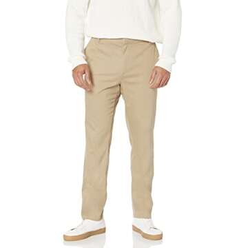 Amazon Essentials Men's Slim-Fit Wrinkle-Resistant Flat-Front Stretch Chino Pant, Tan, 32W x 32L