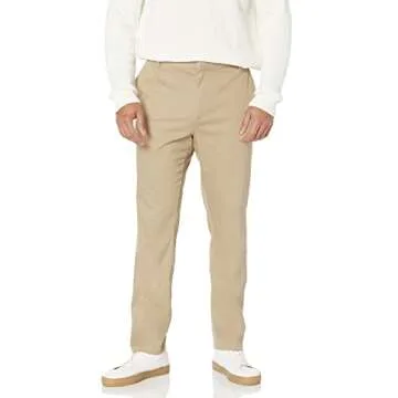 Amazon Essentials Men's Slim-Fit Wrinkle-Resistant Flat-Front Stretch Chino Pant, Tan, 32W x 32L