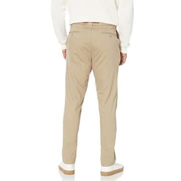 Amazon Essentials Men's Slim-Fit Wrinkle-Resistant Flat-Front Stretch Chino Pant, Tan, 32W x 32L