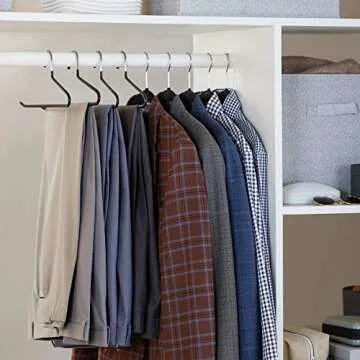 Amazon Basics Trouser/Slack Hangers Easy Slide Organizers, 30-Pack, Metal, Rubber, Black/Silver