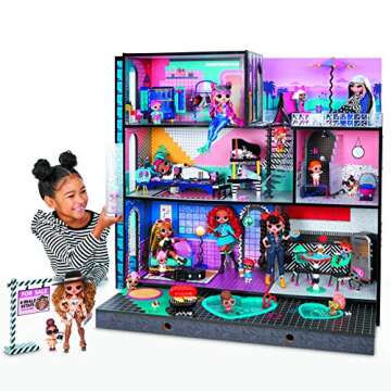 LOL Surprise OMG House – New Real Wood Doll House with 85+ Surprises | 3 Stories, 6 Rooms including Elevator, Tub, Pool, Patio, Living Room, Kitchen, Piano Bedroom, Bathroom, and Fashion Closet