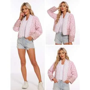 Cropped Floral Puffer Jacket for Women