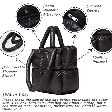 Women Large Quilted Space Tote Bag for Stylish Winter Use