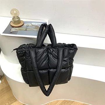 Women Large Quilted Space Tote Bag for Stylish Winter Use