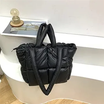 Women Large Quilted Space Tote Bag for Stylish Winter Use