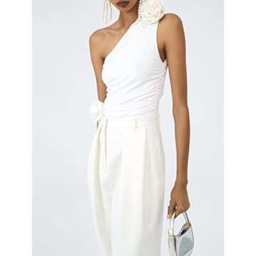 Women Sexy Ruffle Tassel One Shoulder Crop Top