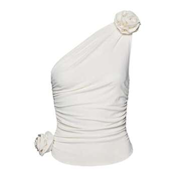 Women Sexy Ruffle Tassel One Shoulder Crop Top