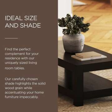 Maven Lane Paulo Large 2 Tier Rustic Rectangle Wooden Center Coffee Table with Shelf Storage for Living Room in Weathered Black Finish