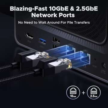 UGREEN NASync DXP4800 Plus 4-Bay Desktop NAS, Intel Pentium Gold 8505 5-Core CPU, 8GB DDR5 RAM, 128G SSD, 1 * 10GbE, 1 * 2.5GbE, 2 * M.2 NVMe Slots, 4K HDMI, Network Attached Storage (Diskless)