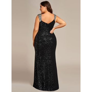 Glamorous V-Neck Plus Size Ball Gown for Curvy Women