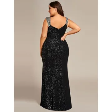 Glamorous V-Neck Plus Size Ball Gown for Curvy Women