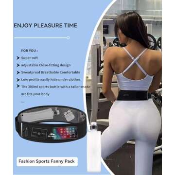 SENIKO Running Belt Hydration with Bottles,Fanny Pack Water Bottle Holder, Zipper Waist Pouch Fits Most phones,Zerobounce Design for Cycling Climbing Marathon (Watter Bottle Included)