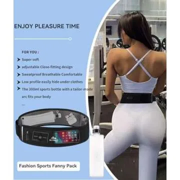 SENIKO Running Belt Hydration with Bottles,Fanny Pack Water Bottle Holder, Zipper Waist Pouch Fits Most phones,Zerobounce Design for Cycling Climbing Marathon (Watter Bottle Included)