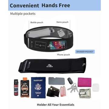 SENIKO Running Belt Hydration with Bottles,Fanny Pack Water Bottle Holder, Zipper Waist Pouch Fits Most phones,Zerobounce Design for Cycling Climbing Marathon (Watter Bottle Included)