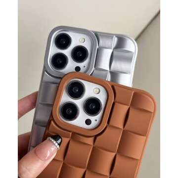 Ginkgonut Compatible with iPhone 13 Pro Case for Women/Girls, Cute 3D Laid Desgin Soft Silicone Shockproof Raised Bumper Corners Case for iPhone 13 Pro（Brown）