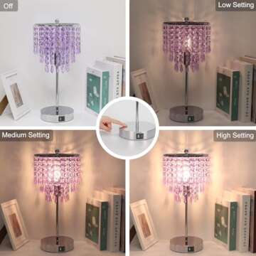 Stylish USB Crystal Lamp with Touch Control & USB Ports