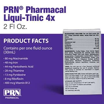 PRN Pharmacal Liqui-Tinic 4X - Iron & Vitamins Oral Nutritional Supplement for Pets- Liver-Flavored ...