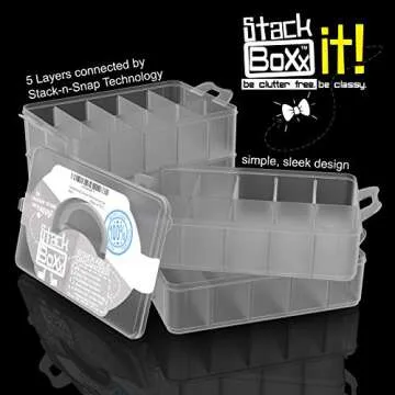 Stack Boxx Stackable Organizer and Storage Container (White) +Free Case | Be Clutter-Free, Be Happy!...