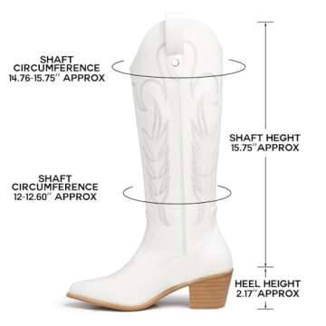 SHIBEVER Women's Knee-High Cowgirl Boots in Metallic Finish