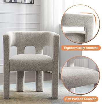 Tmosi Modern Dining Chair, Contemporary Designed Boucle Fabric Upholstered Accent Chair, Comfy Side Chair Lounge Arm Chair for Kitchen, Dining Room, Living Room, Bedroom