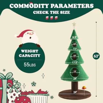 Allewie 63 Inches Cat Tree for Indoor Kitty/Tower with 3 Condos/ 5ft Christmas Tree Party Decoration/Activity Center Play House and Beds/Green