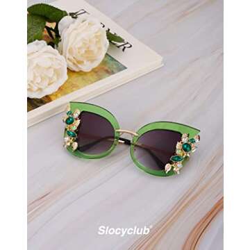 Slocyclub Halloween Glasses Jeweled Sunglasses, Funky Butterfly Shaped Sunglasses, Oversized Rhinestone Sunglasses for Women, Unique Sunglasses with UV400 Protection, Colorful Fun Sunglasses