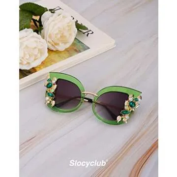 Slocyclub Halloween Glasses Jeweled Sunglasses, Funky Butterfly Shaped Sunglasses, Oversized Rhinestone Sunglasses for Women, Unique Sunglasses with UV400 Protection, Colorful Fun Sunglasses