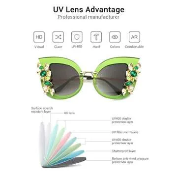 Slocyclub Halloween Glasses Jeweled Sunglasses, Funky Butterfly Shaped Sunglasses, Oversized Rhinestone Sunglasses for Women, Unique Sunglasses with UV400 Protection, Colorful Fun Sunglasses