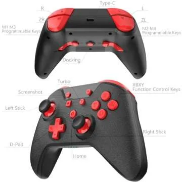 GCHT GAMING Switch Controller, Wireless Controller Compatible Nintendo Switch/Switch OLED/PC/Android/IOS with Turbo Motion Vibration (Black)