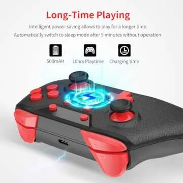 GCHT GAMING Switch Controller, Wireless Controller Compatible Nintendo Switch/Switch OLED/PC/Android/IOS with Turbo Motion Vibration (Black)