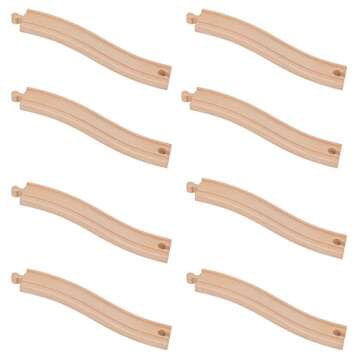 ORBRIUM Toys Wooden Train Ascending Tracks, Pack of 8 Compatible with All Major Wooden Railways Incl...