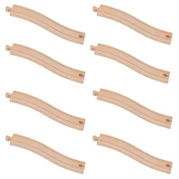 ORBRIUM Toys Wooden Train Ascending Tracks, Pack of 8 Compatible with All Major Wooden Railways Incl...