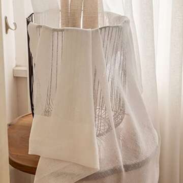 Artdix White Sheer Curtains 84 Inches Long 2 Panels Set, Timeless Pinch Pleat Linen Privacy Semi Solid Sheer Window Curtains, 2 Panels, 42 x 84 Inches, White