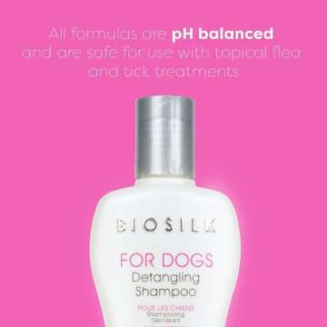 BioSilk for Dogs Silk Therapy Moisturizing Dog Detangling Shampoo - Dog Matted Hair Detangler Cleans, Moisturizes, and Detangles - Dematting Shampoo for Dogs, Grooming Supplies, 12 Fl Oz