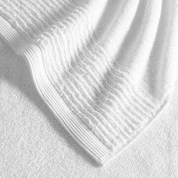 Vera Wang - Bath Towels Set, Luxury Cotton Bathroom Decor, Highly Absorbent & Medium Weight, Oeko-Tex Certified (Sculpted Pleat White, 6 Piece)