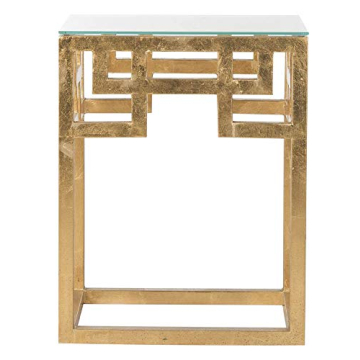 Safavieh Greek Key Gold Glass Top End Table - Stylish Decor