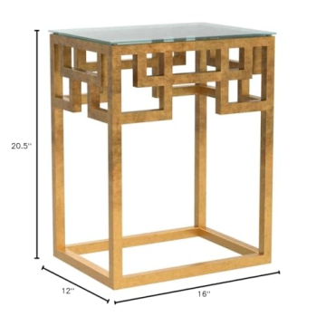 Safavieh Greek Key Gold Glass Top End Table - Stylish Decor