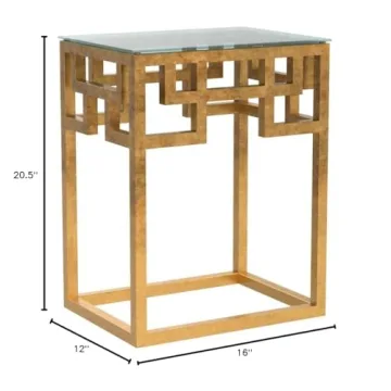 Safavieh Greek Key Gold Glass Top End Table - Stylish Decor