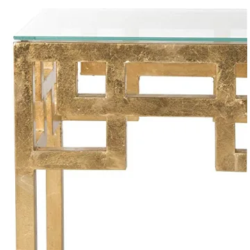 Safavieh Greek Key Gold Glass Top End Table - Stylish Decor