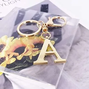 LAXPICOL Gold Keychain Letter A for Bags & Gifts