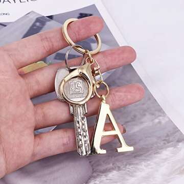 LAXPICOL Gold Keychain Letter A for Bags & Gifts