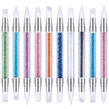 Maitys 10 Pieces Dual Tipped Silicone Nail Tools for DIY Manicure and Art