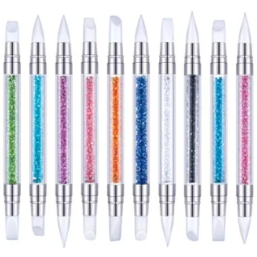 Maitys 10 Pieces Dual Tipped Silicone Nail Tools for DIY Manicure and Art